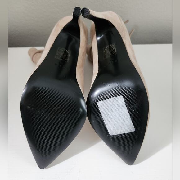 Reiss Ashton Pointed Toe Stiletto Heel Suede Ankle Booties Boots Biscuit Beige 5 - Picture 9 of 11